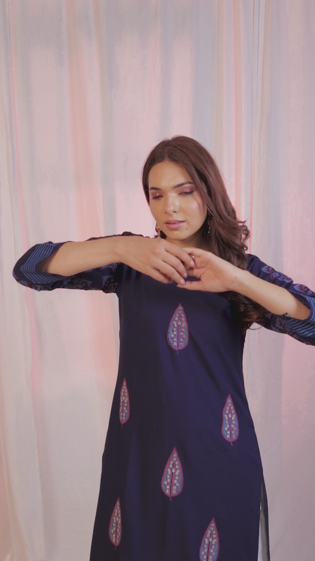 stylish navy blue printed kurti