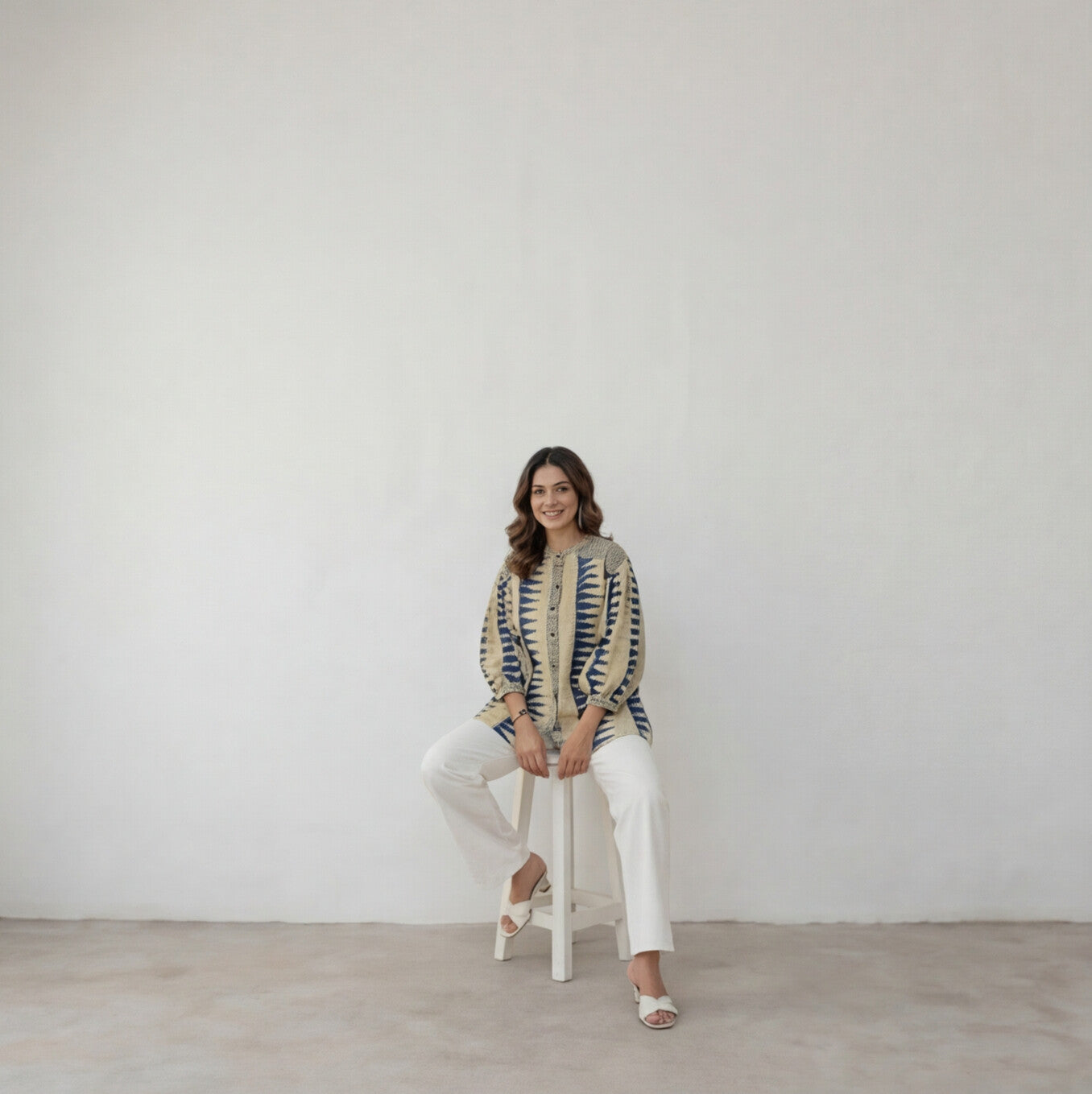 Printed Button-Down Casual Top