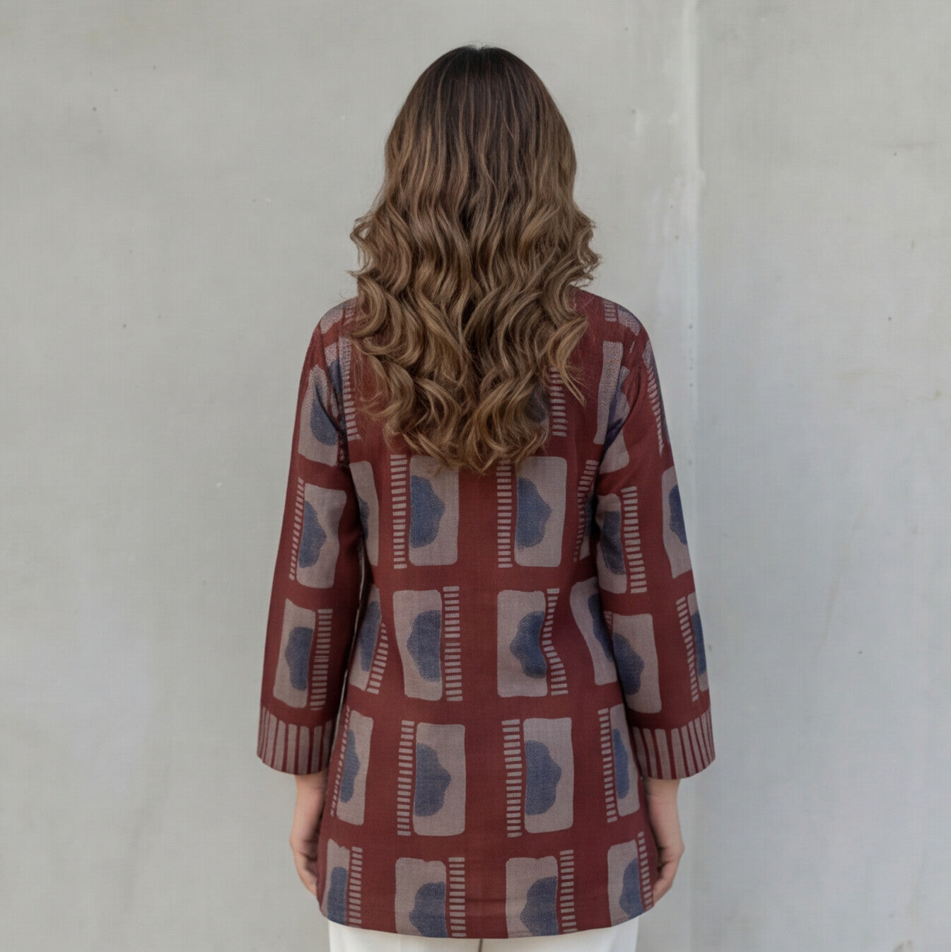Maroon Printed Cotton Tunic Top