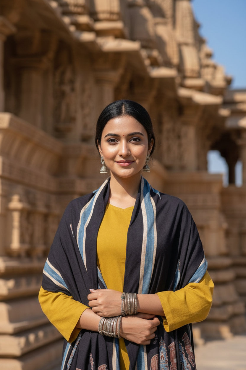 Mustard Yellow Kurta Set with Printed Dupatta